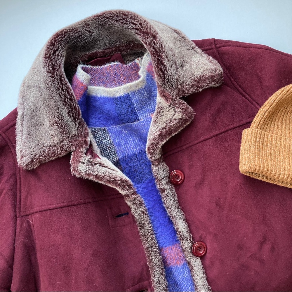 Vintage Deep Purple Faux Suede Coat